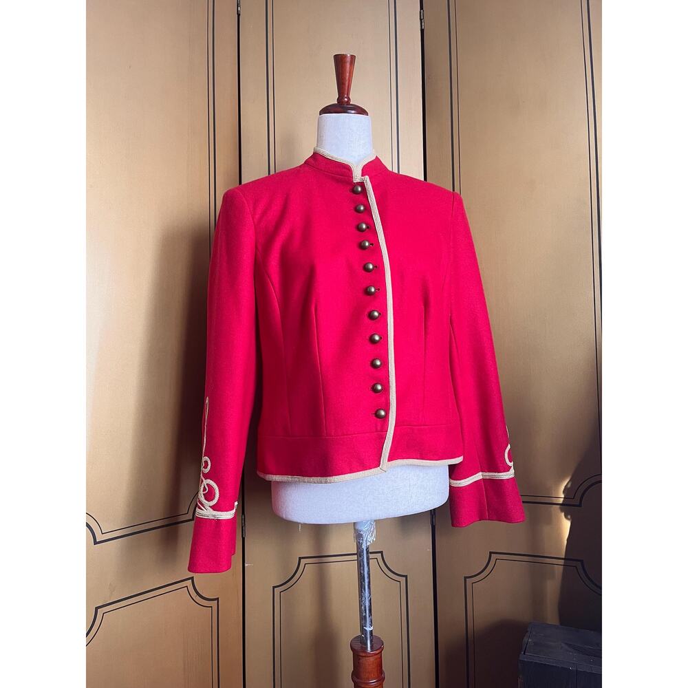 Vintage wool blend jacket in red, circus style, size M